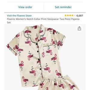 Flamingo Print Silk Pajama Set